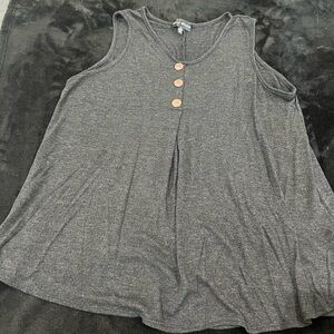 Star Vixen Charcoal Tank Top with Wooden Buttons